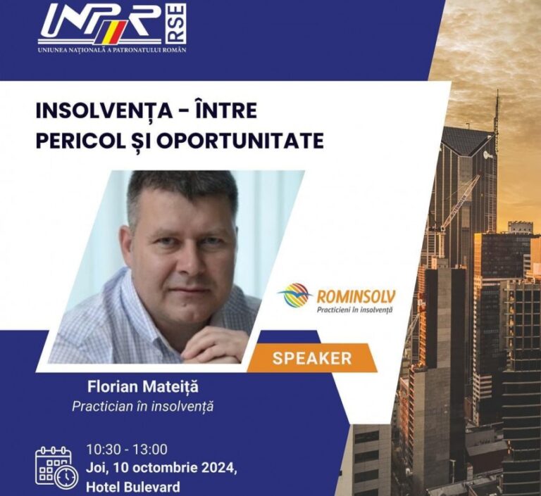 UNPR – Regiunea Sud-Est și RomInsolv SPRL organizează un eveniment dedicat înțelegerii procedurilor de insolvență pentru afaceri