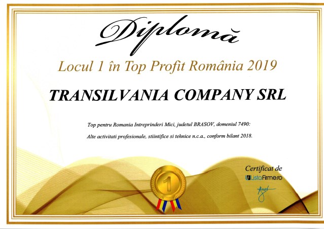 Transilvania Company SRL – Locul I în Top Profit Romania 2019